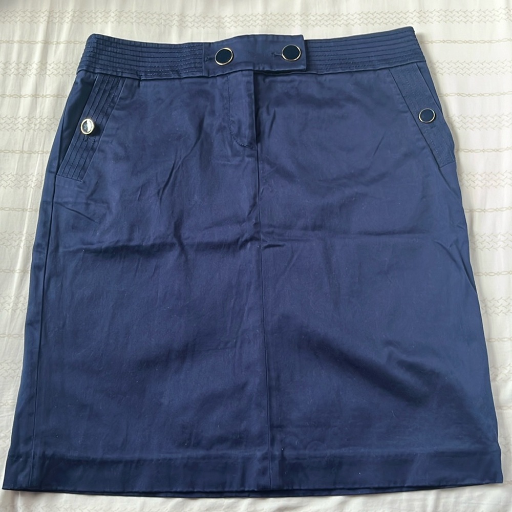 J Crew Navy Blue Sailor Business Casual Pencil Skirt with Pockets, Women's 8